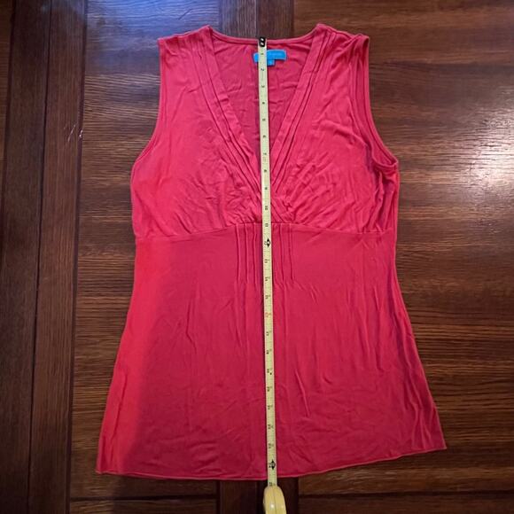 CABLE & GAUGE Super Soft Red Orange Sleeveless Ruched Tank Top Size Small - Picture 6 of 8